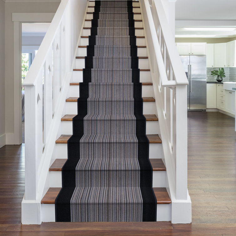 Rosalind Wheeler Stair Runner Allante Striped Machine Woven Graphite